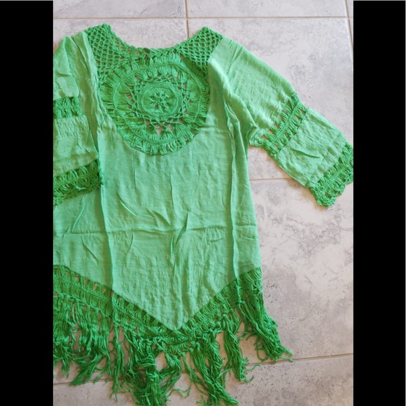 Tassel Beach Dress V Neck White Cover Up S… - Picture 9 of 16